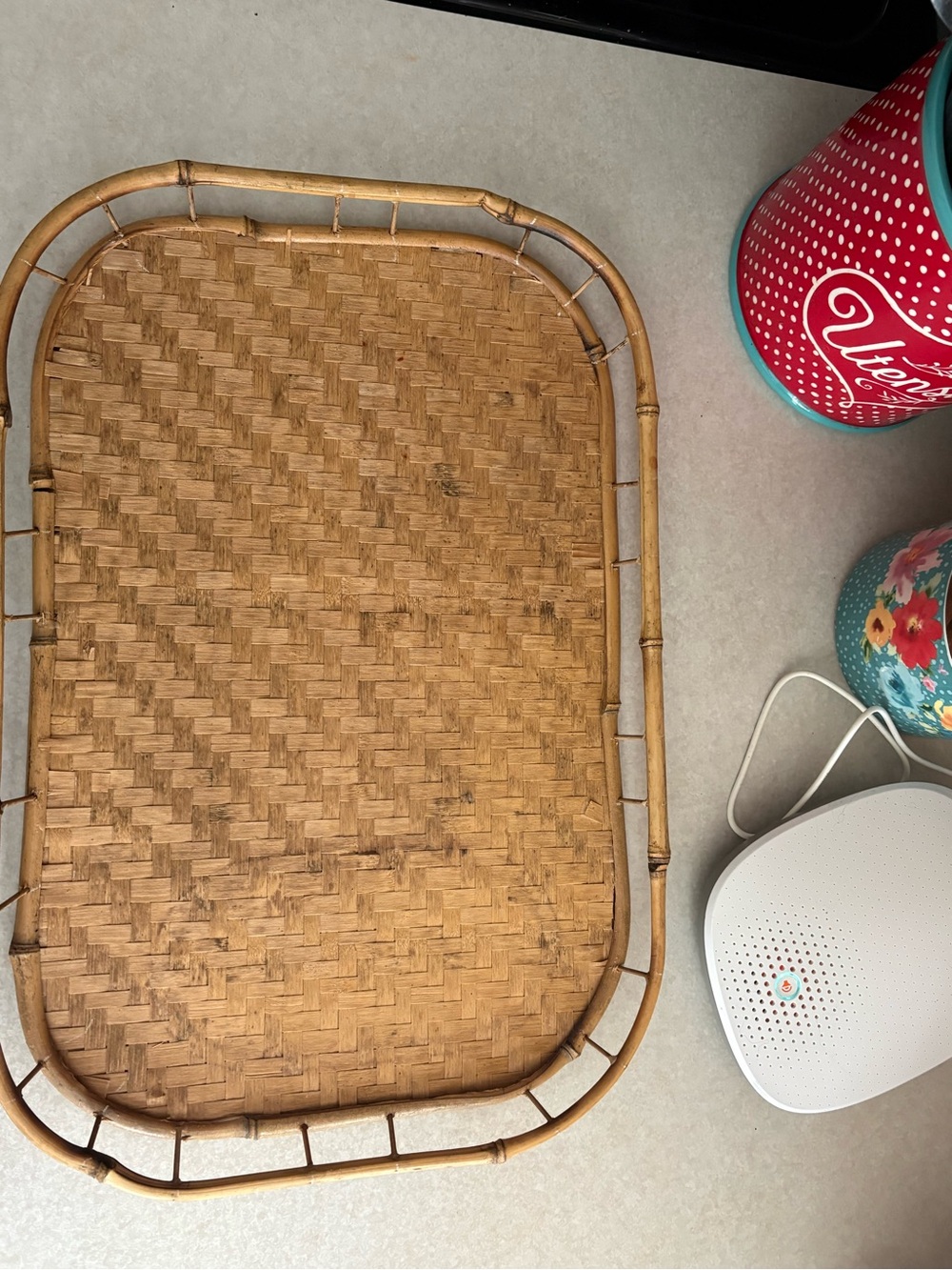 Natural Woven Bamboo Serving Tray - Brown